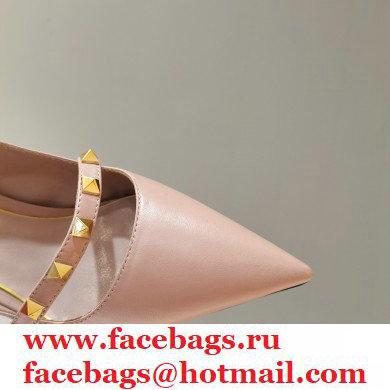 Valentino Sculpted Heel 7cm Rockstud Slingback Pumps Nude Pink 2021 - Click Image to Close