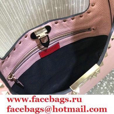 Valentino Small Rockstud Grainy Calfskin Hobo Bag Pink 2021