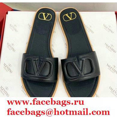 Valentino VLogo Signature Slide Sandals Black 2021 - Click Image to Close