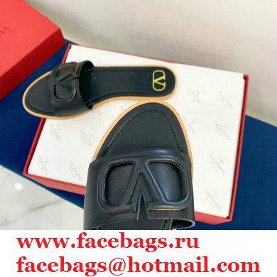 Valentino VLogo Signature Slide Sandals Black 2021 - Click Image to Close