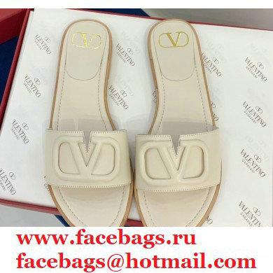 Valentino VLogo Signature Slide Sandals Creamy 2021 - Click Image to Close