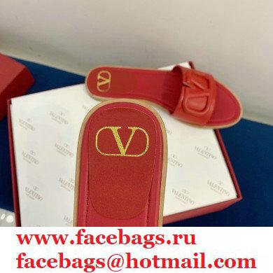 Valentino VLogo Signature Slide Sandals Red 2021 - Click Image to Close