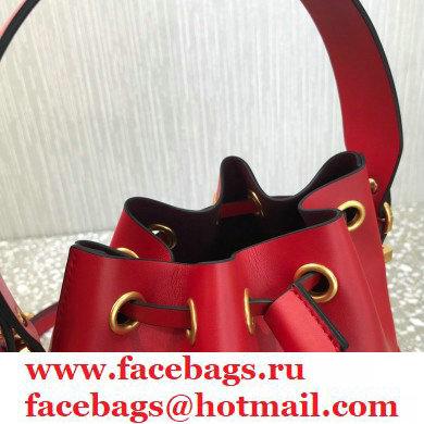 Valentino VLogo Walk Calfskin Bucket Bag Red 2021