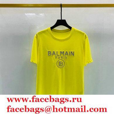 balmain logo printed T-shirt yellow 2021