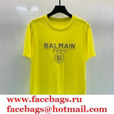 balmain logo printed T-shirt yellow 2021 - Click Image to Close