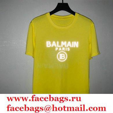 balmain logo printed T-shirt yellow 2021