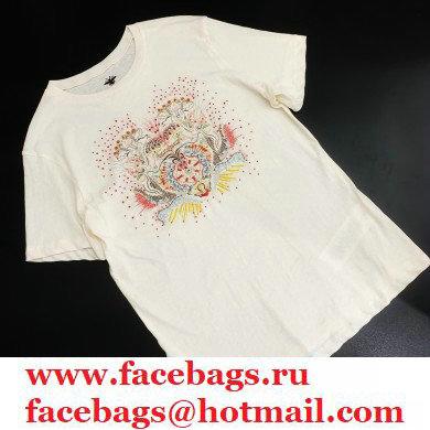 dior Ecru Cotton Jersey and Linen with Embroidered Dior In Heart Lights Motif T-shirt 2021 - Click Image to Close