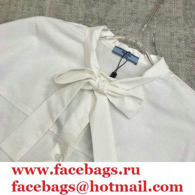 prada short-sleeved shirt with bow white 2021