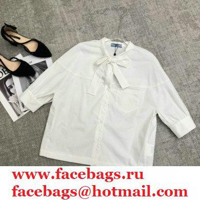 prada short-sleeved shirt with bow white 2021