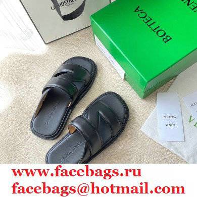 Bottega Veneta THE BAND Calf Leather Slip-on Sandals Black 2021