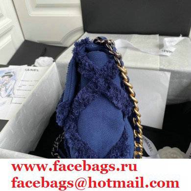 Chanel 19 Cotton Canvas/Calfskin Small Flap Bag AS1160 Navy Blue 2021