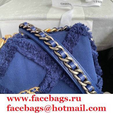 Chanel 19 Cotton Canvas/Calfskin Small Flap Bag AS1160 Navy Blue 2021 - Click Image to Close