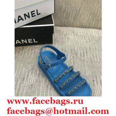 Chanel Chain Calfskin Sandals G37140 Blue 2021 - Click Image to Close