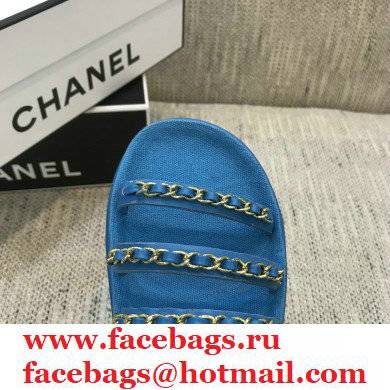 Chanel Chain Calfskin Sandals G37140 Blue 2021