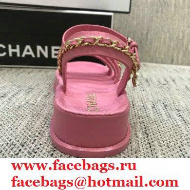 Chanel Chain Calfskin Sandals G37140 Pink 2021