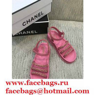 Chanel Chain Calfskin Sandals G37140 Pink 2021 - Click Image to Close
