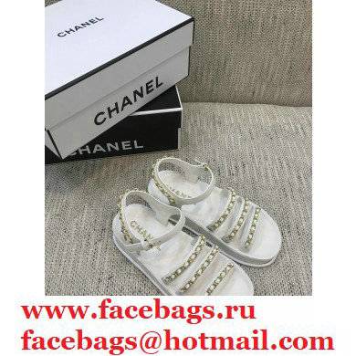 Chanel Chain Calfskin Sandals G37140 White 2021