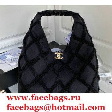 Chanel Cotton Canvas and Calfskin Large Hobo Bag AS2292 Black 2021