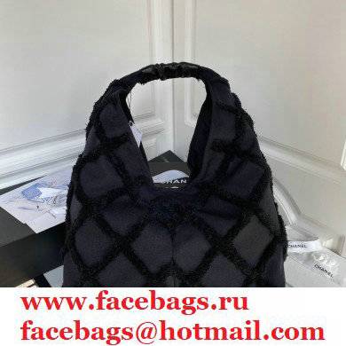 Chanel Cotton Canvas and Calfskin Large Hobo Bag AS2292 Black 2021