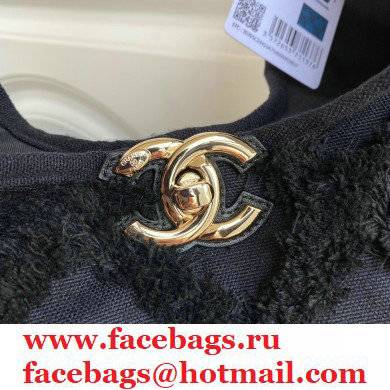 Chanel Cotton Canvas and Calfskin Small Hobo Bag AS2320 Black 2021