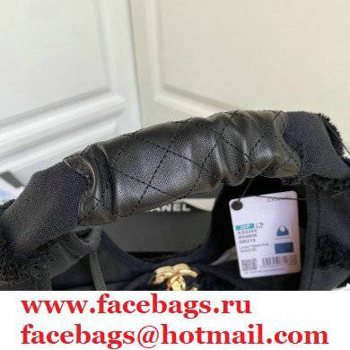 Chanel Cotton Canvas and Calfskin Small Hobo Bag AS2320 Black 2021