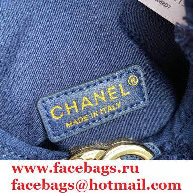 Chanel Cotton Canvas and Calfskin Small Hobo Bag AS2320 Navy Blue 2021
