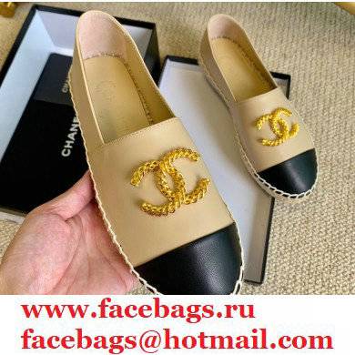 Chanel Gold Metal CC Logo Espadrilles G29762 Beige 2021