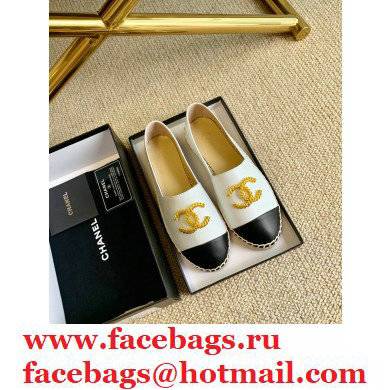 Chanel Gold Metal CC Logo Espadrilles G29762 White 2021