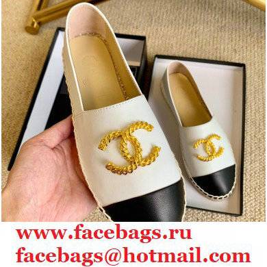 Chanel Gold Metal CC Logo Espadrilles G29762 White 2021 - Click Image to Close