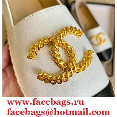 Chanel Gold Metal CC Logo Espadrilles G29762 White 2021
