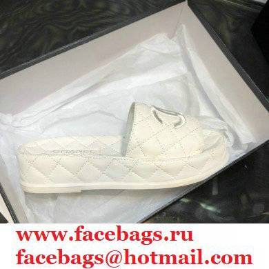 Chanel Heel 5cm CC Logo Quilting Lambskin Mules G36901 White 2021 - Click Image to Close