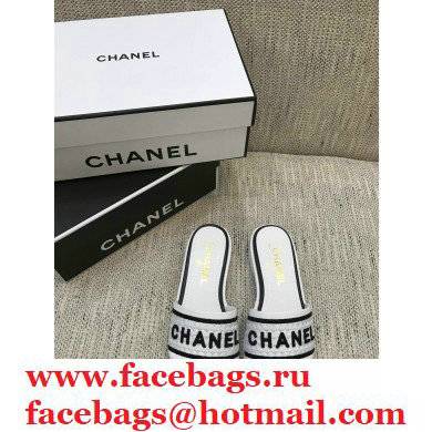 Chanel Lambskin and Logo Embroideries Mules G36557 White/Black 2021