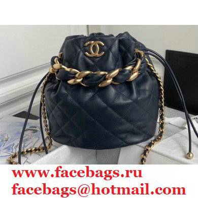 Chanel Large Drawstring Tote with Chain Bag AS2425 Navy Blue 2021