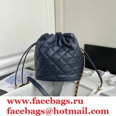 Chanel Large Drawstring Tote with Chain Bag AS2425 Navy Blue 2021 - Click Image to Close