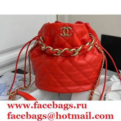 Chanel Large Drawstring Tote with Chain Bag AS2425 Red 2021 - Click Image to Close
