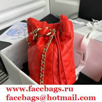 Chanel Large Drawstring Tote with Chain Bag AS2425 Red 2021