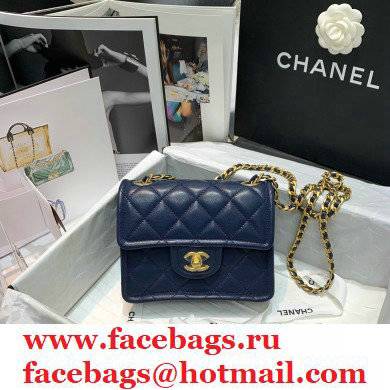Chanel Mini Square Flap Bag AS2356 Navy Blue 2021 - Click Image to Close