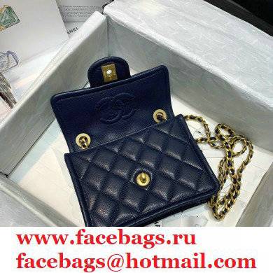 Chanel Mini Square Flap Bag AS2356 Navy Blue 2021 - Click Image to Close