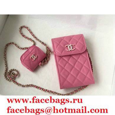 Chanel PINK phone case in caviar leather AS81069 2021