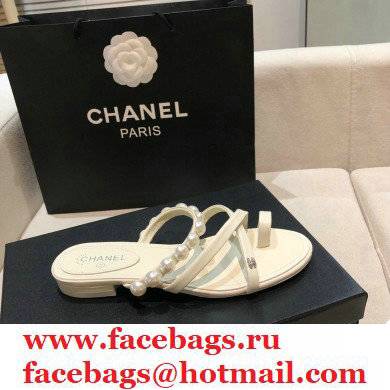 Chanel Pearls Mules G37274 White 2021