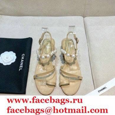 Chanel Pearls Sandals G37272 Beige 2021 - Click Image to Close