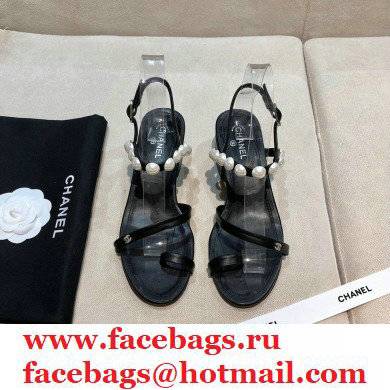 Chanel Pearls Sandals G37272 Black 2021 - Click Image to Close