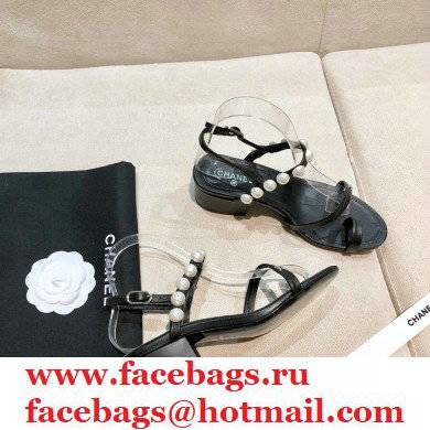 Chanel Pearls Sandals G37272 Black 2021 - Click Image to Close