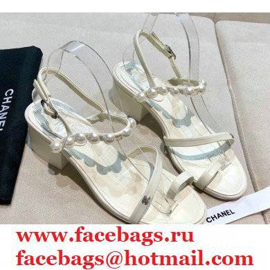 Chanel Pearls Sandals G37272 White 2021