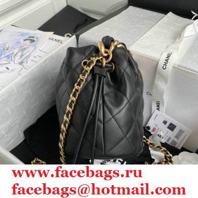 Chanel Small Drawstring Tote with Chain Bag AS2390 Black 2021 - Click Image to Close