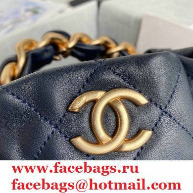 Chanel Small Drawstring Tote with Chain Bag AS2390 Navy Blue 2021 - Click Image to Close