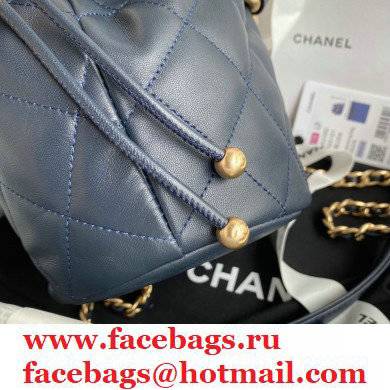 Chanel Small Drawstring Tote with Chain Bag AS2390 Navy Blue 2021 - Click Image to Close
