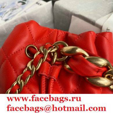 Chanel Small Drawstring Tote with Chain Bag AS2390 Red 2021 - Click Image to Close