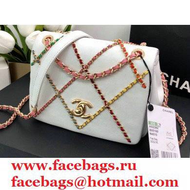 Chanel Small Flap Bag with Entwined Chain AS2382 White 2021 - Click Image to Close