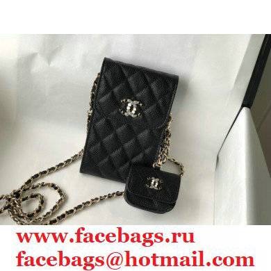 Chanel black phone case in caviar leather AS81069 2021 - Click Image to Close